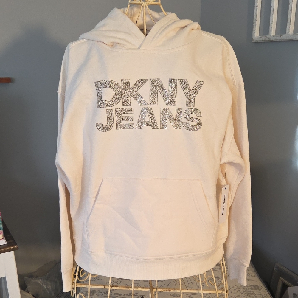 DKNY Cream Hoodie with Logo -NWT